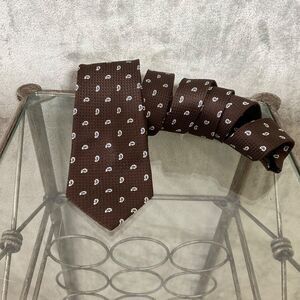 Suit Supply long Silk Tie paisley foulard Men Necktie 61”Lx 3.25”W Brown